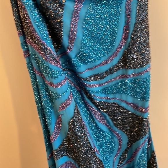 Vintage 90s Y2K 100% Silk Beaded Dress Slip Dress Backless Mermaid Prom Maxi - Picture 7 of 17